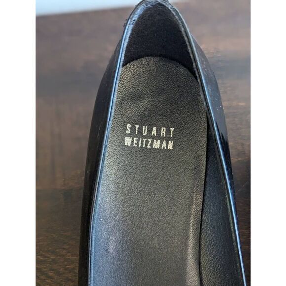 Stuart Weitzman Black Leather Peep Toe Heels - Size 8.5 - Picture 9 of 9